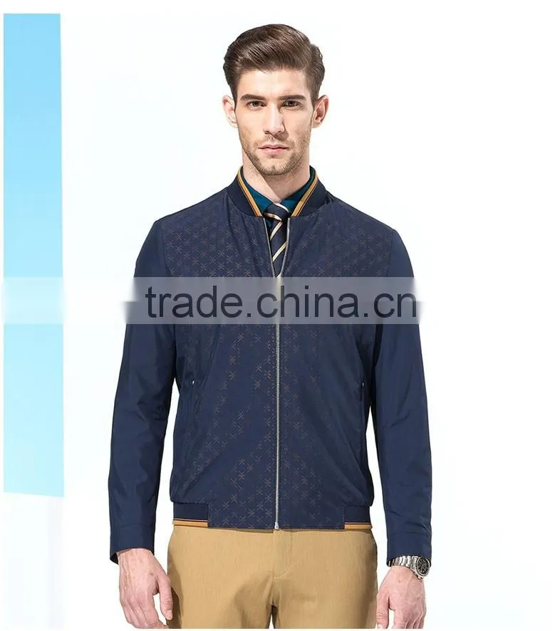 Navy Blue Casual Polyester Jacket Regular Fit Full Sleeves Jacket
