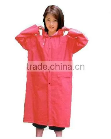 Strong adult red PVC long ladies raincoat