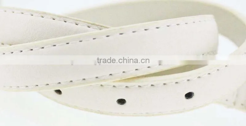 2015 fashion dress PU leather belt with shiny gold buckles in YiWu factory