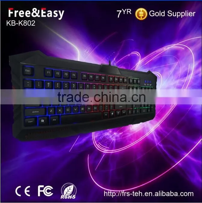Cool LED Illuminated Ergonomic backlit gaming keyboard manufacturer