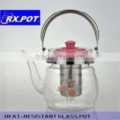 2016 New Design Gifted High Quality Borosilicate Pyrex Glass Tea Pot With Stainless Steel Infuser 1500H