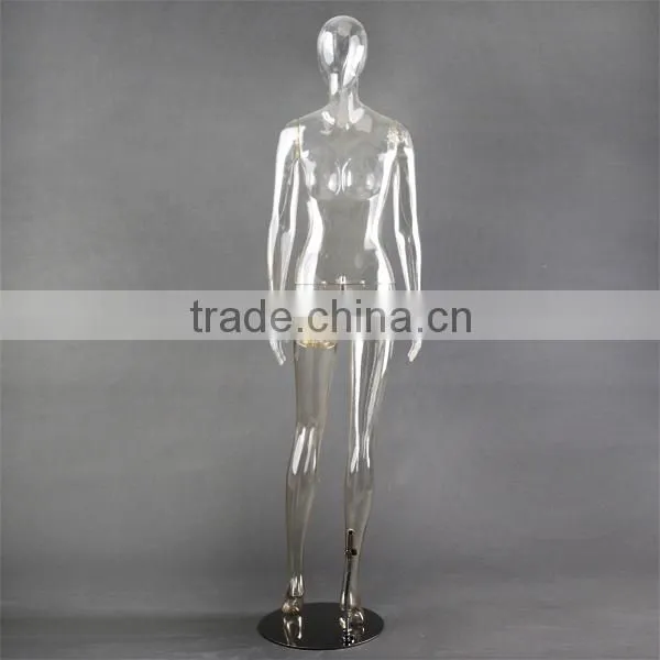 abstract plastic female mannequin, transparent sitting mannequin