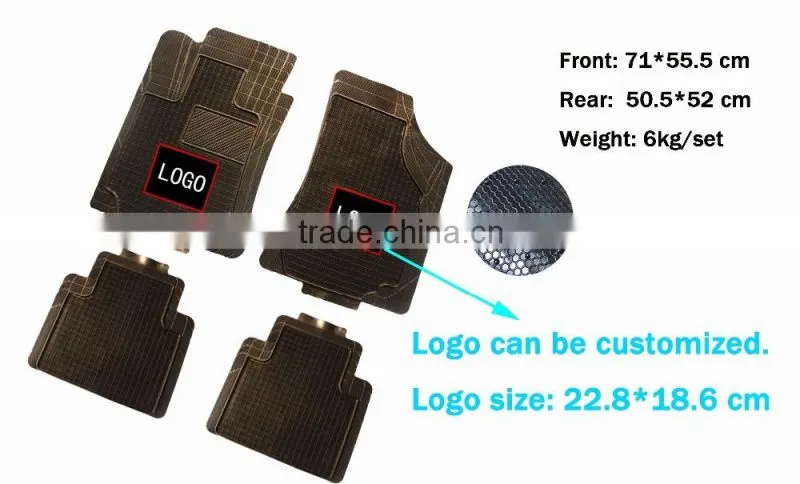 4-piece all weather high elasticity trimmable heavy duty PVC car mat