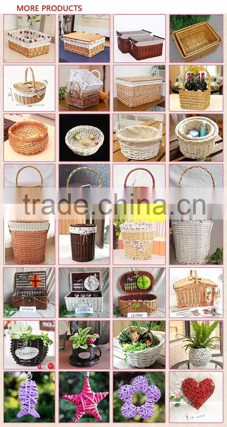 wicker plastic lined garden hanging plant basket