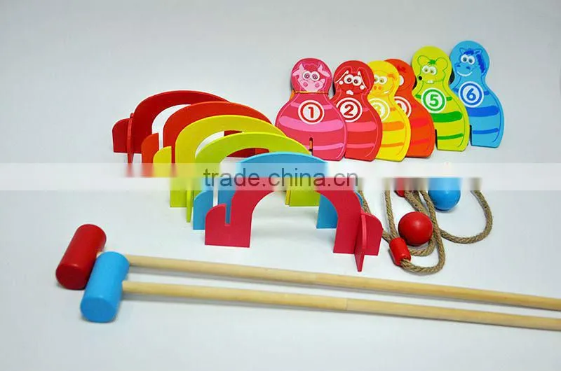 Kindergarten game 2 in 1 animal croquet set/rope ring toss kids sport toy