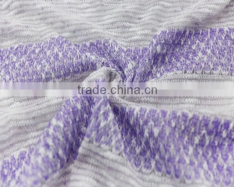 Jiufan Textile 2015 fashionable ployester slub Hacci knit fabric for garments sweater