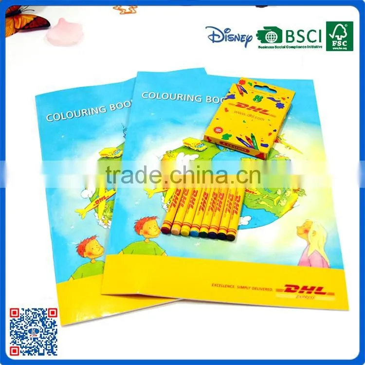 Custom design wholesale unique coloring books printable with crayon sets
