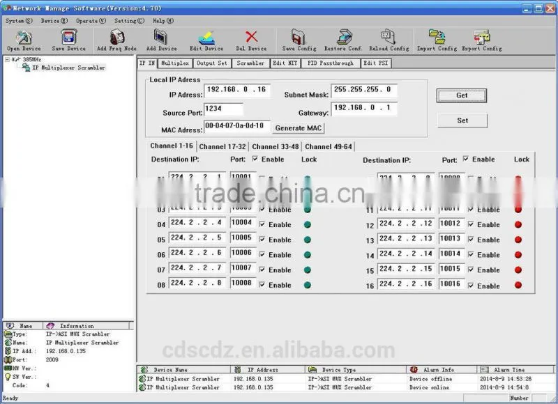32 IP to ASI mux scrambler ip to asi