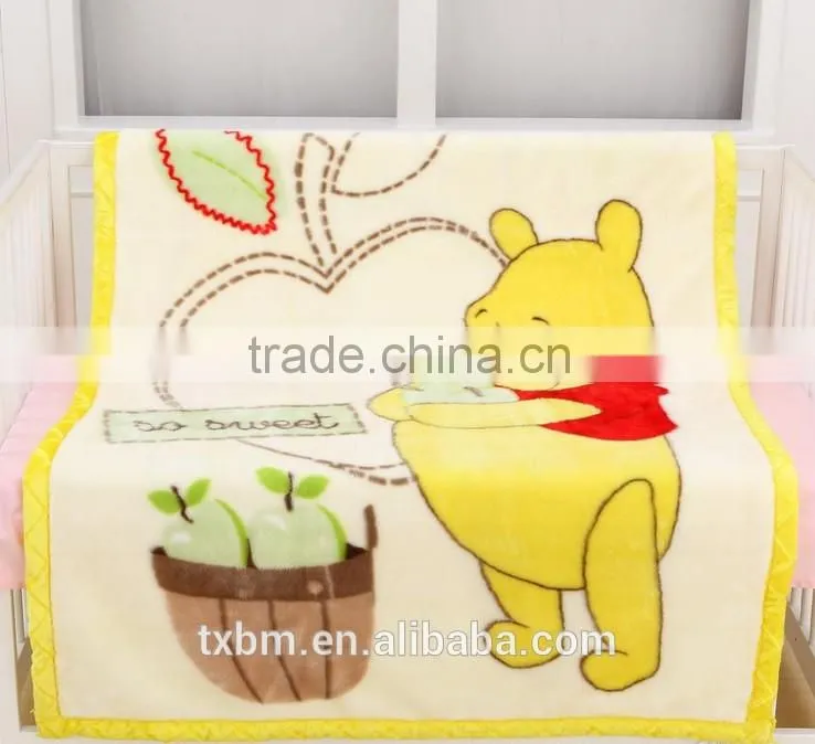 Cartoon 100% polyester coral fleece baby blanket baby bedding sets