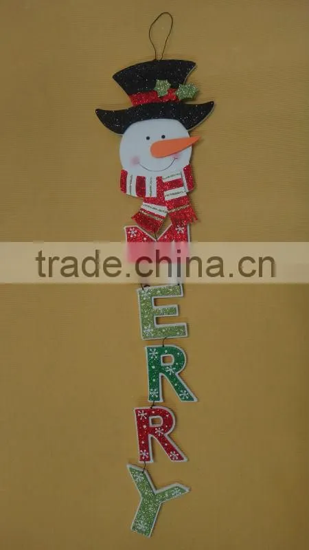 X'mas Santa decoration hanging Wooden board, OEM for PEACE BELIEVE MERRY CHRISTMAS