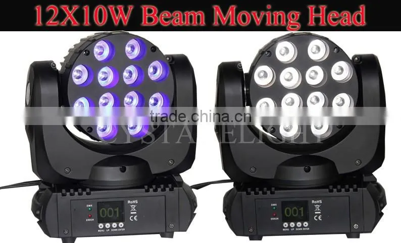 Guangzhou Stage Light 12x10W RGBW 4in1 LED Beam Wash Moving Head Light