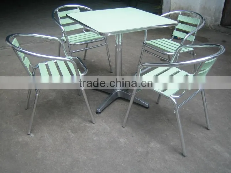 cheap restaurant furniture cast aluminum chair with stainless steel table YC001 YT2