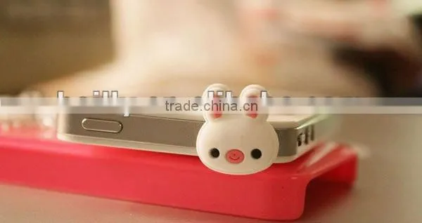2013 the most cute 3D mini cartoon design silicone earphone dust plug