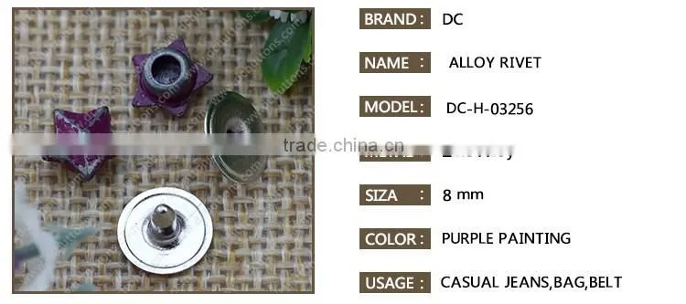 Nickle Free Fashion Custom Star Shape Metal Jean Rivet for Leather