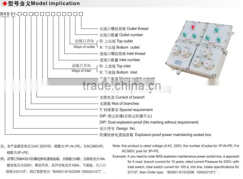 IP65 Explosion proof power maintaining socket box
