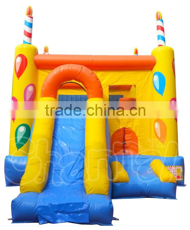 Attractive inflatable birthday bouncer combo for sale, inflatable bouncer castle house with slide