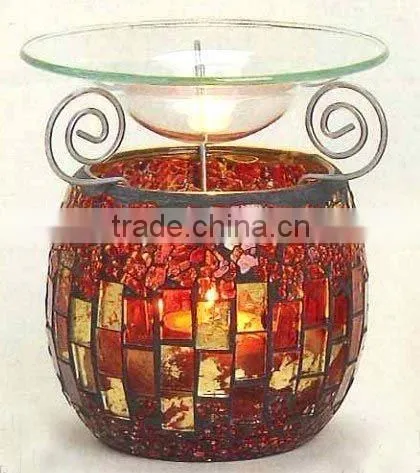 Mosaic Glass Oil Burner Incense Burner With Metal Rack