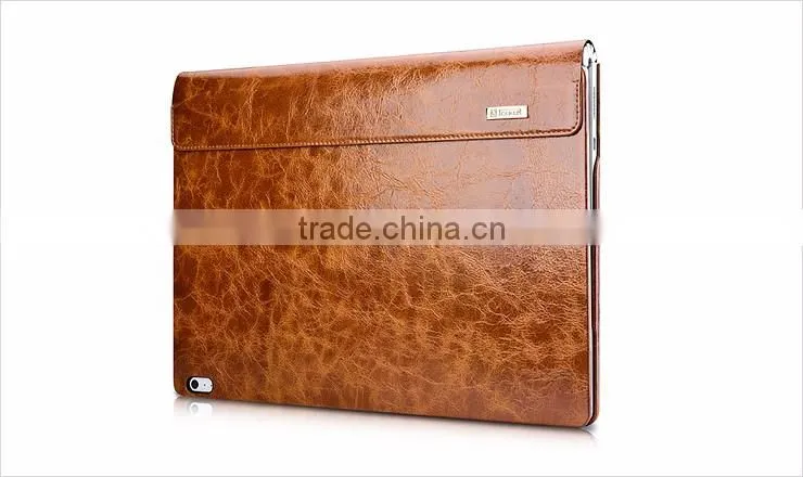 ICARER Genuine Leather Case for Microsoft Surface Book Detachable Flip Cover with Stand Function