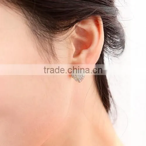 Gold leaf design rhinestone diamond ladies earrings designs pictures