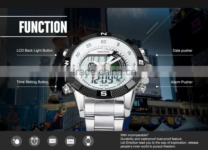 WEIDE Water Resistent Digital Quartz Movement LCD Watch Display