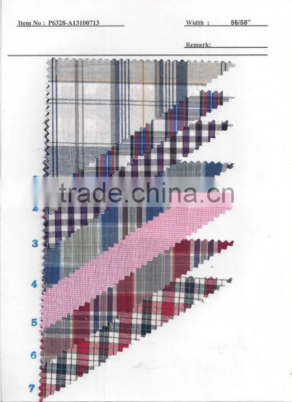 100% Cotton Yarn Dyed Shirting Fabric Textile Stock:P6328-A13100713