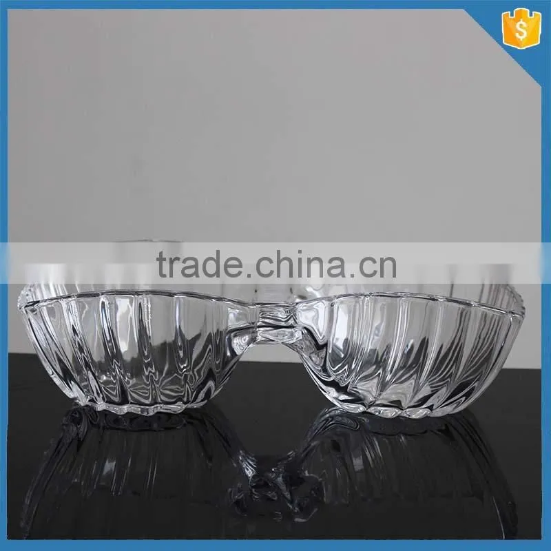 2 Section Divided Appetizer Tray serving platter glass candy dish high quality