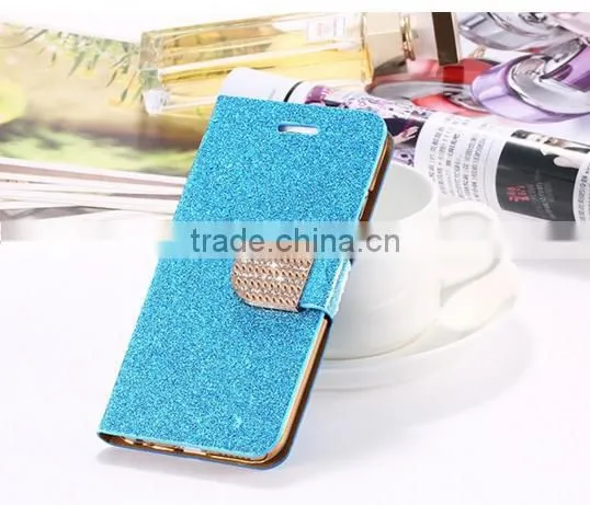 Bling Flip Shiny Diamond Deluxe Wallet Leather cover Case for iphone 6 Diamond Bling PU Leather Flip Cover