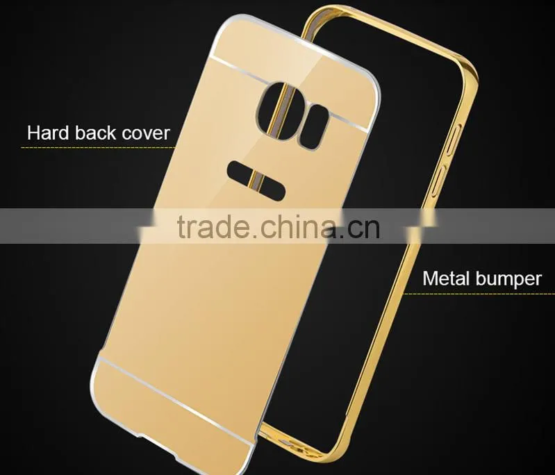 2016 hot selling window view electroplating mirror pc pu flip case cover for samsung galaxy s7/s7 edge