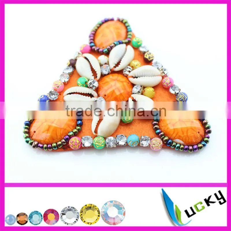 2014 New Design 100% handmade lace rhinestone applique with wooden beads crystal strass for clothes wedding shoe decoration