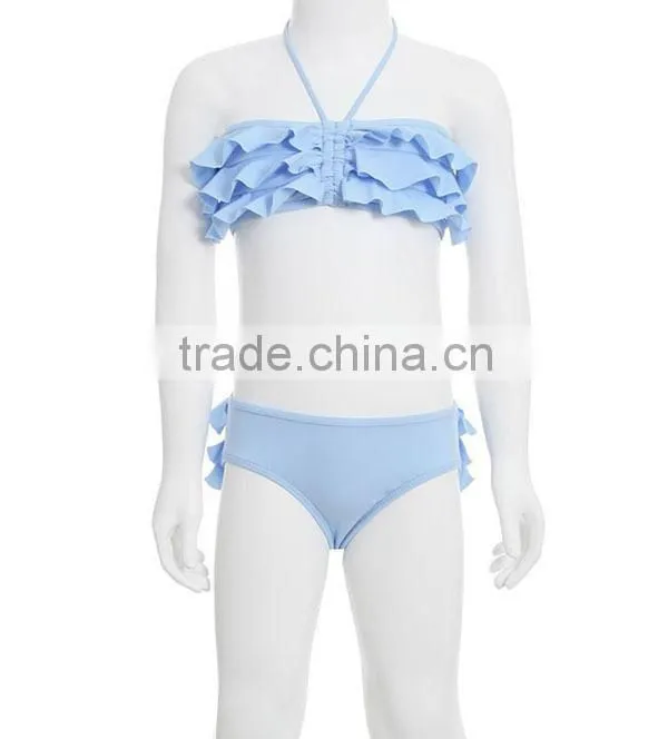 Latest fashion ruffles sexy kids bikini with various colours