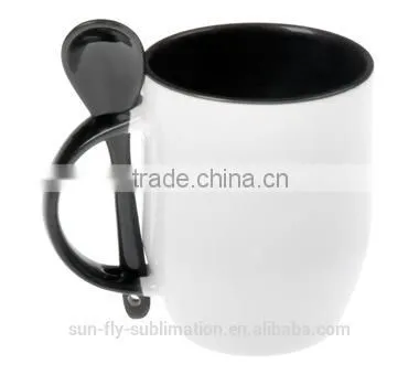 11oz Sublimation spoon mug/ Colorful mug for promotion/ Ceramic Mug set/ Mug with spoon
