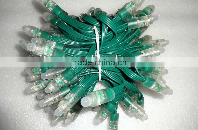 GREEN wire IP68 DC12V input 12mm through-hole LED RGB dump node;100pcs a string