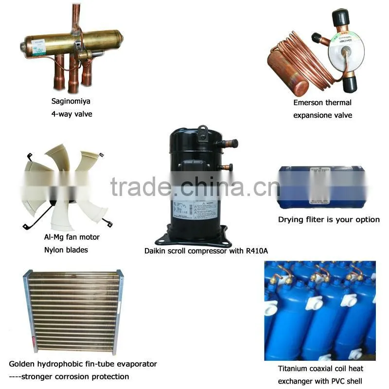 Deron swinming spa pool heat pump for heating in winter & cooling 22kw,CE,R417a,R410a