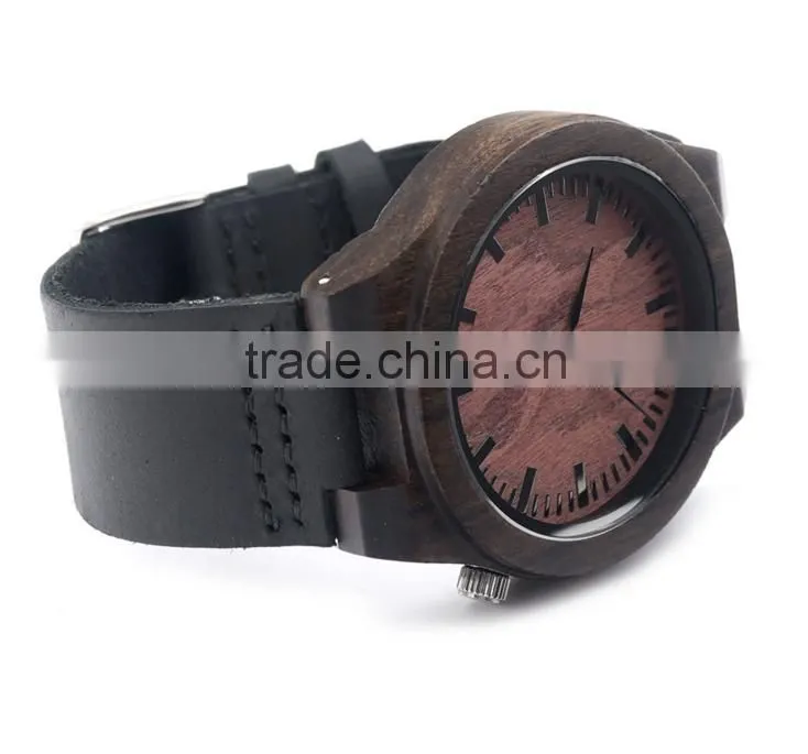 Eco-friendly handmade genuine men wrist watch sandalwood quartz watches