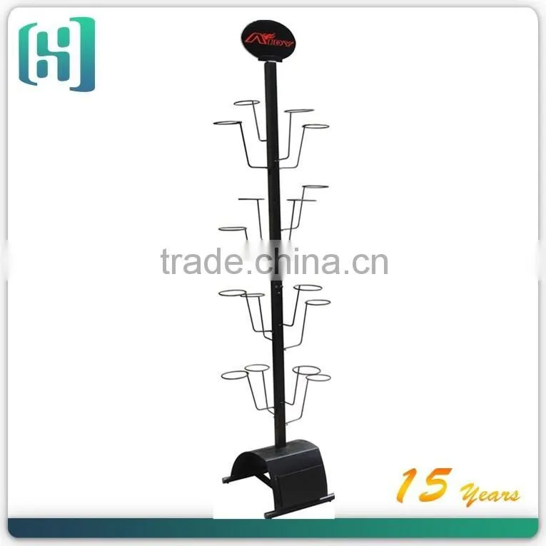 metal safety wire black hanging 11 pcs motorcycle helmet display rack with pvc foam board logo