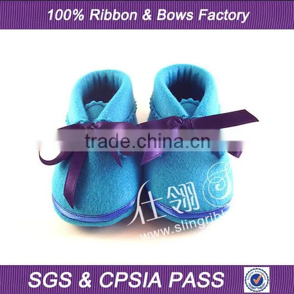 Lovely Blue Shoe Decoration Bowknot Cheap Silk Ribbon
