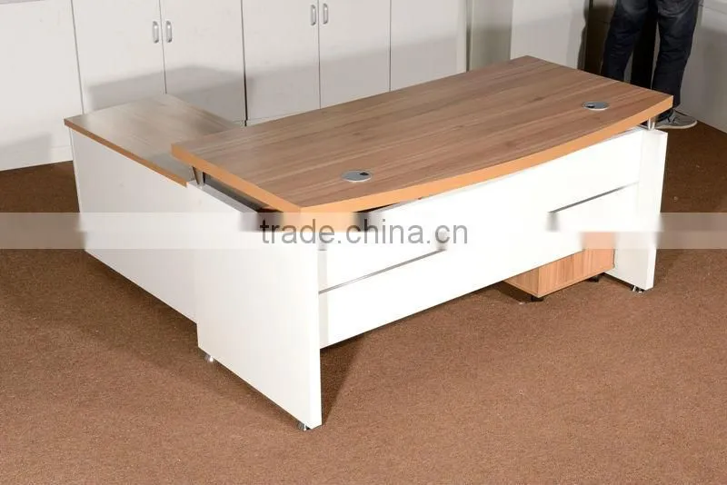 HC-M007 white L shape luxury wooden office desk with drawers