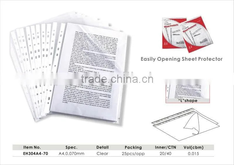 Good Quality A4 Easily Opening "L Shape" Sheet Protector