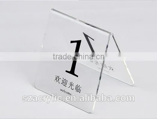 V-shape acrylic table number stand holder for restaurant hotel