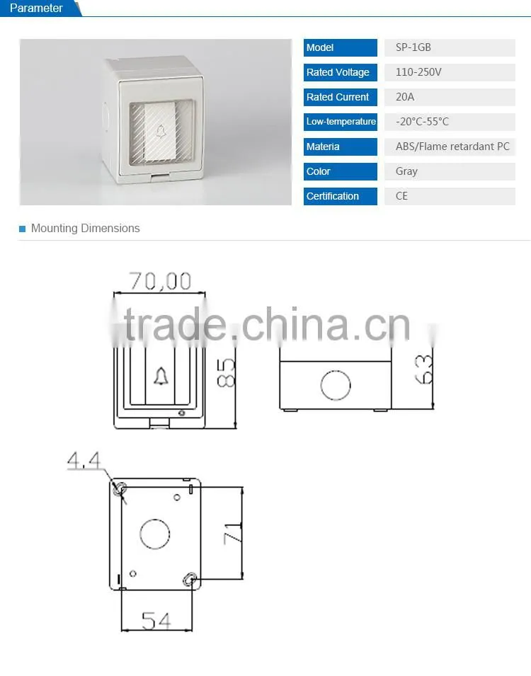 2014 hot sale IP66 indoor waterproof wall switch
