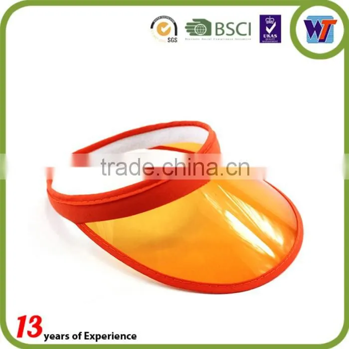 Black cheap UV protection PVC Plastic caps Long Brim Sun Visor hats