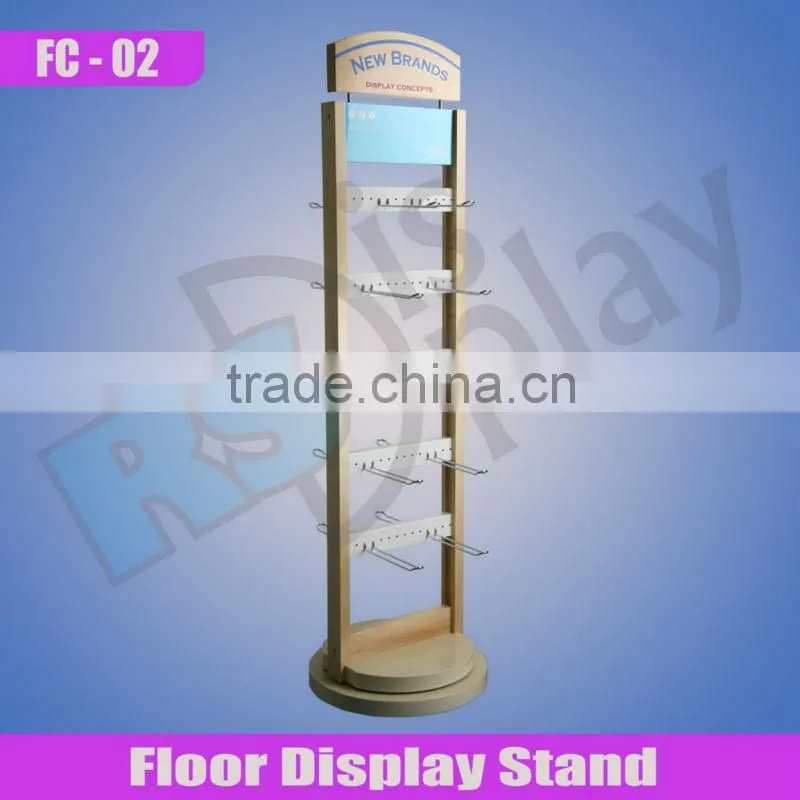 wooden floor spinning display stand