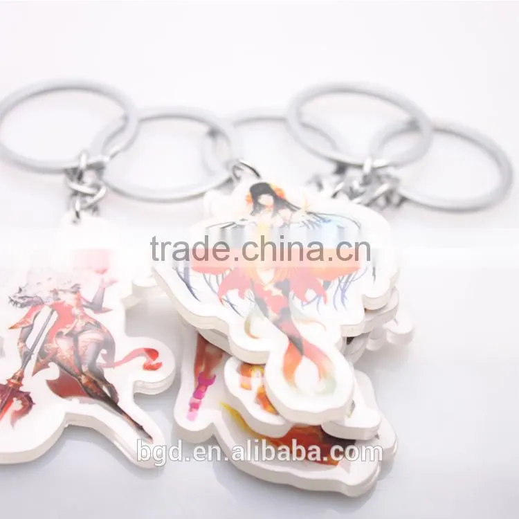 Hot sell transparent cartoon characters plastic key ring