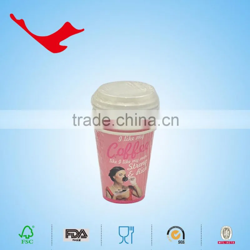 print paper cup with lid and straw for coffee tea &beverage