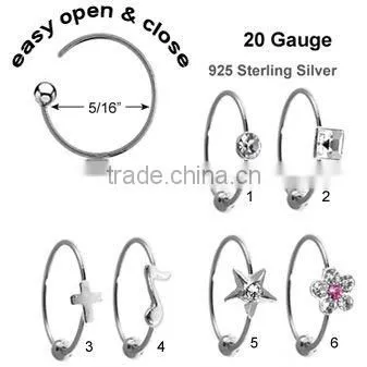 Teal Solid Grade 23 Titanium Segment Ring-Tragus-Turquoise Cartilage Earring-Lip Hoop-Septum-Nipple