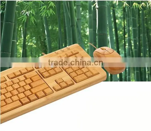 Factory supply 100% Bamboo Handcrafted Keyboard and Mouse Combo, wired and wireless style both available