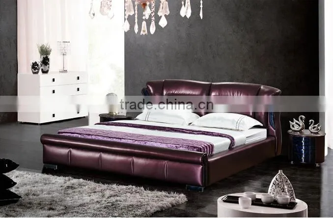 Super Hot Sell Cow leather bed base,soft bed DS-730-1#