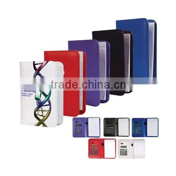 Mini calculator with leather covecr notepad