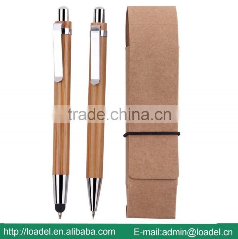Customized logo gift bamboo pen set