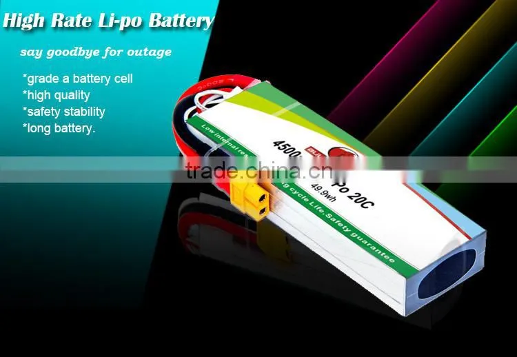 High rate and Hifh ppower lithium polymer battery 20c11.1v 4500mah